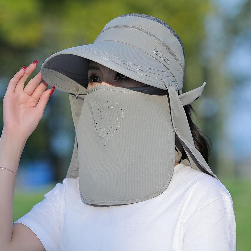 

Женская шляпа от солнца с широкими полями в корейском стиле со съемной маской для лица и защитой от УФ-лучей Multiple configurations, large brim UV protection