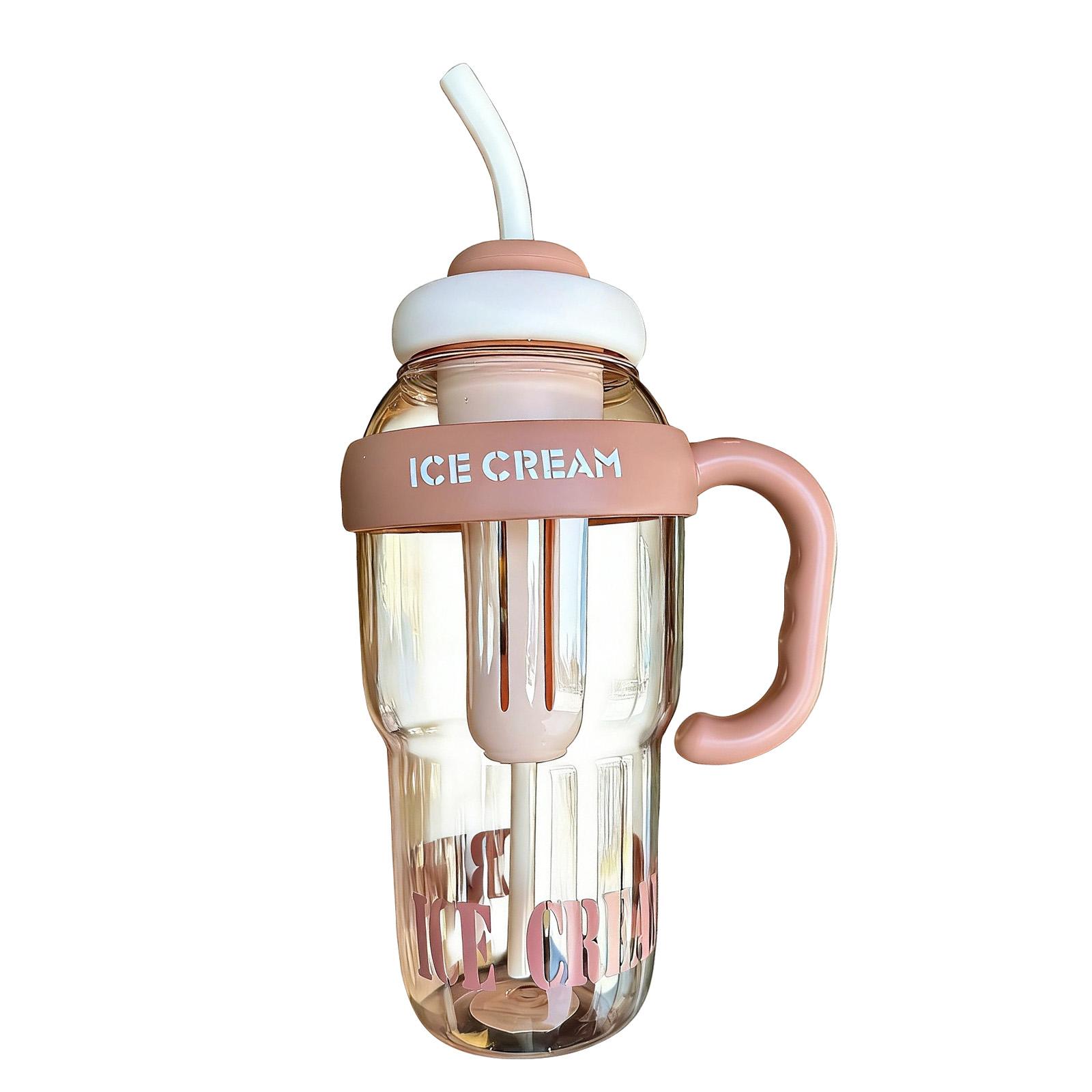 Large Capacity Water Bottle, Gym Exercise Water Bottle, Water Bottle With Handle And Straw, Car-mounted Handle Cup кофейный