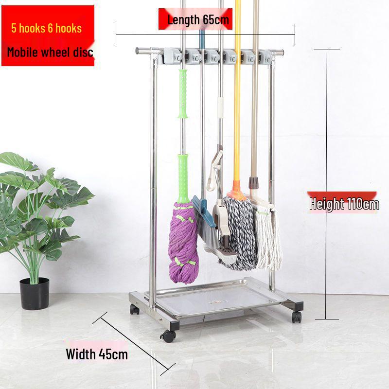 Κινητή Βάση Σφουγγαρίστρας & Οργανωτής Εργαλείων Καθαρισμού από Ανοξείδωτο Ατσάλι