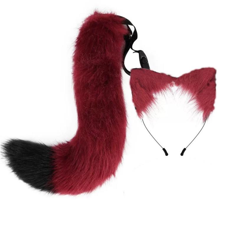 Furry Animal Ear Headband Tail Set Cosplay Costume Accessory Anime Convention Party Adult
