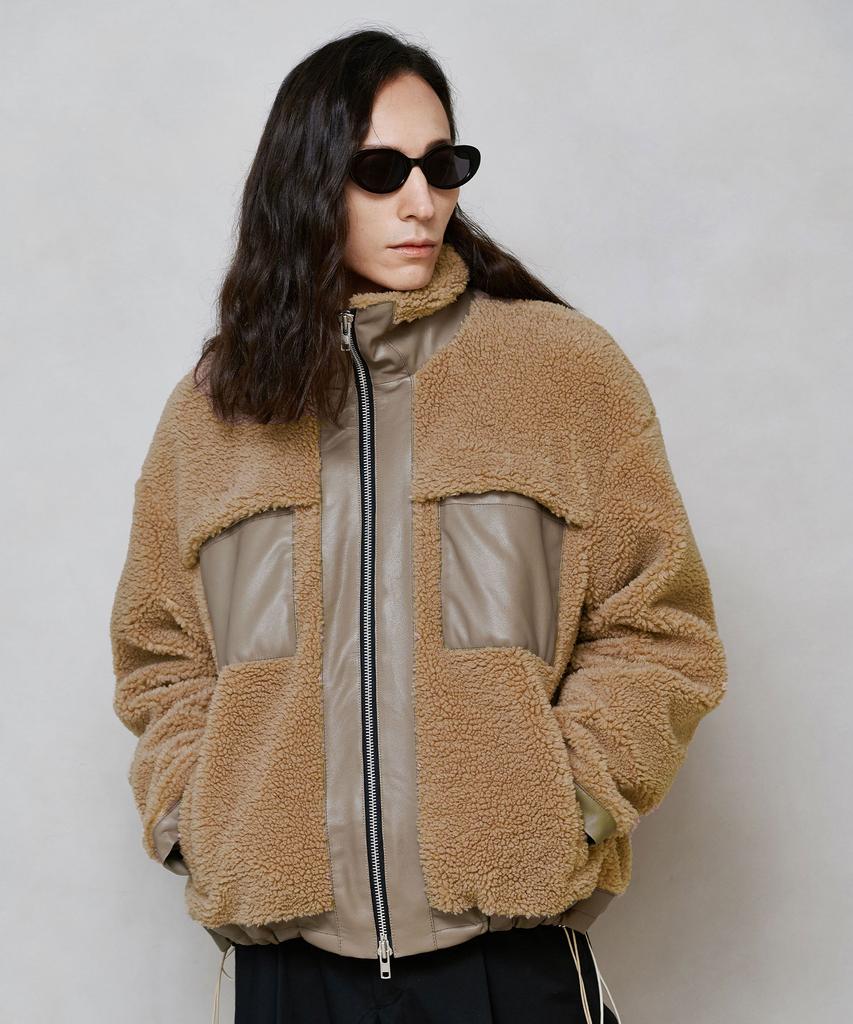 Dreamworld Shearling Half Zip Jumper (Beige)