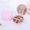 Compact Round Travel Jewelry Box for Earrings, Rings, and Necklaces