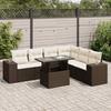 7 Piece Brown Poly Rattan Garden Sofa Set with Cushions