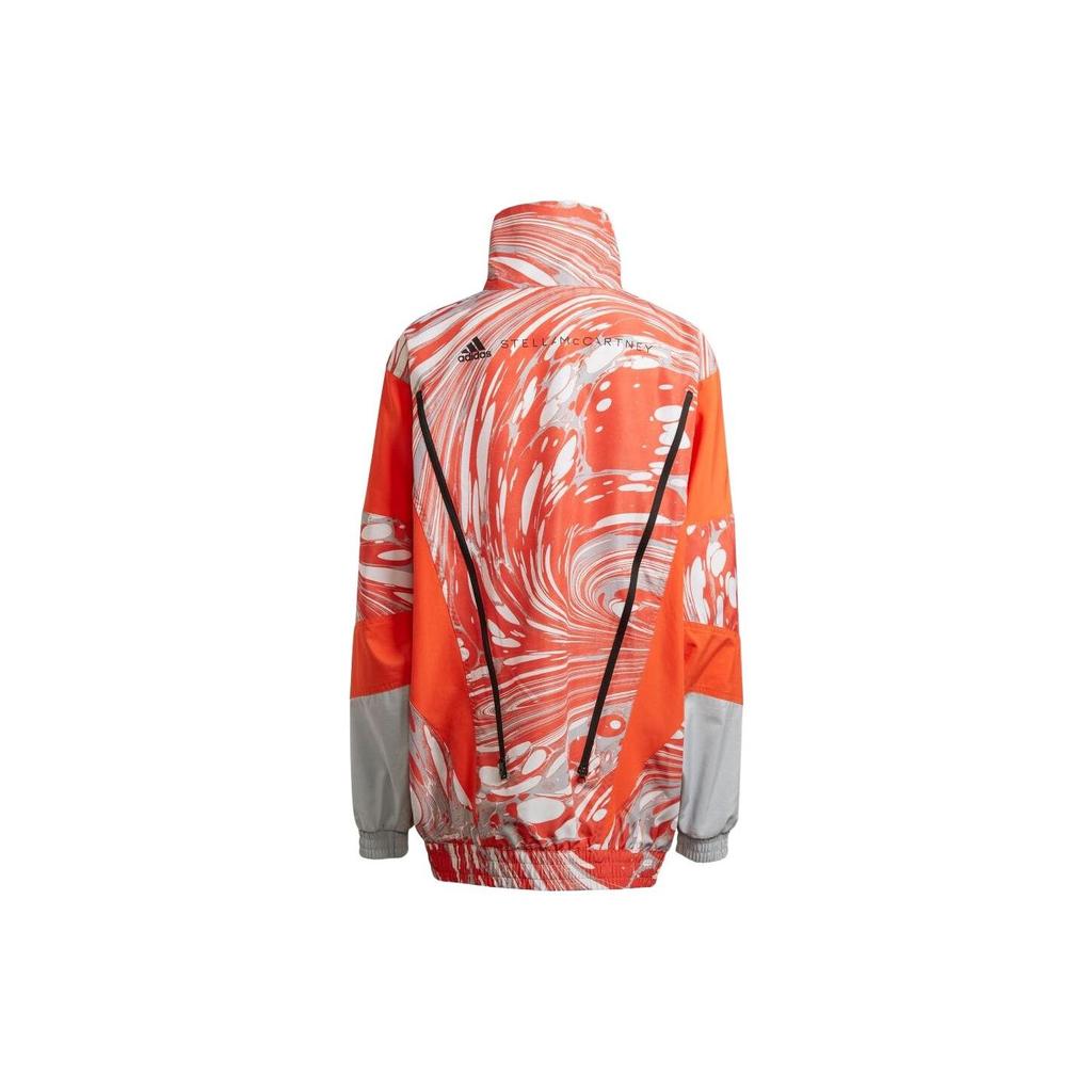 Adidas Color Block Logo Print Zip Jacket Women Jacket Orange HI6065