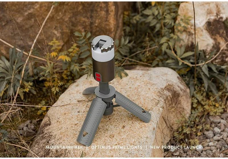 Portable Rechargeable Spotlight: Multifunctional, Dimmable, Retractable, with Remote and Four-Color Ambient Light.