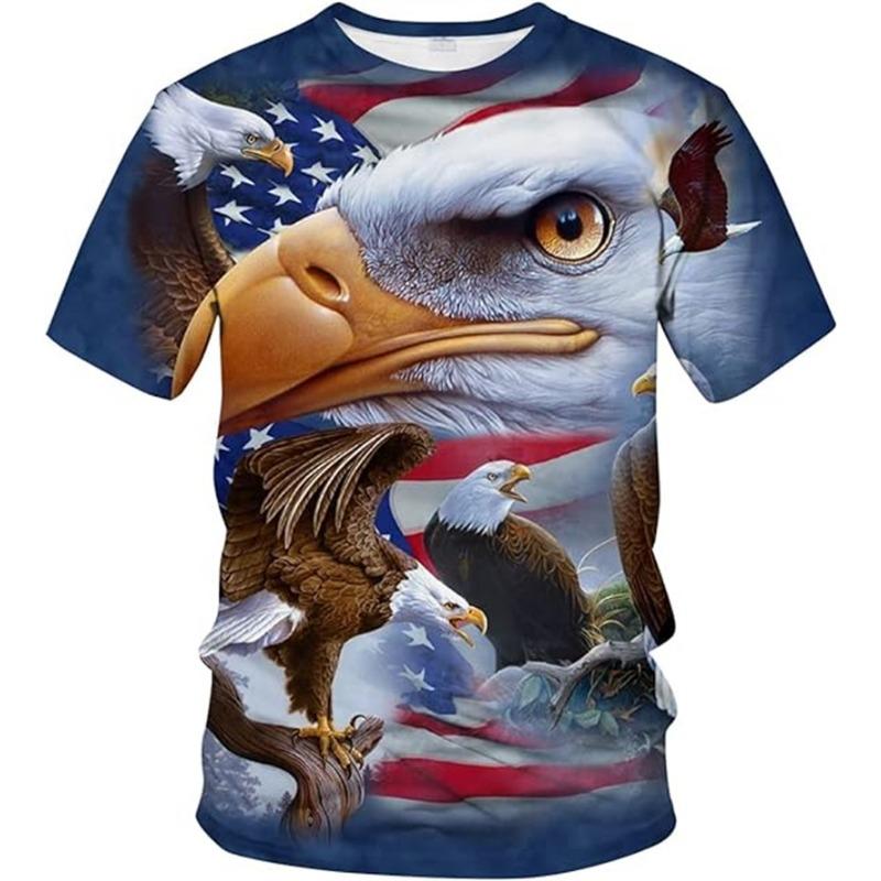 Trendiger Amerikanischer Adler U.S.. Flagge Grafik T-Shirt Für Männer Kleidung T-Shirts Frauen Cool Streetwear Sommer Lässig Kurzarm Ropa Oberteile