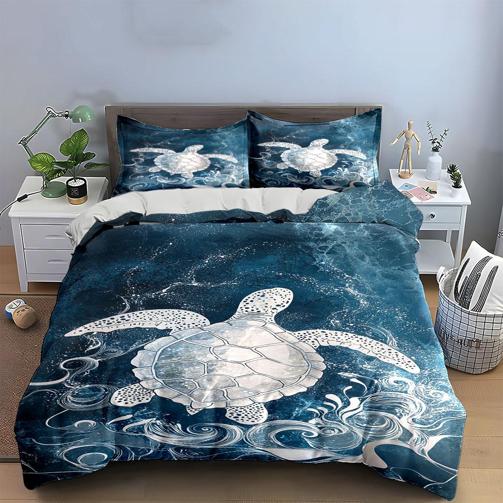 Sea turtle with waves. Bedding sets Duvet cover sets Duvet covers Pillowcases(1 * Duvet Cover 2 * Pillowcases without duvet insert)