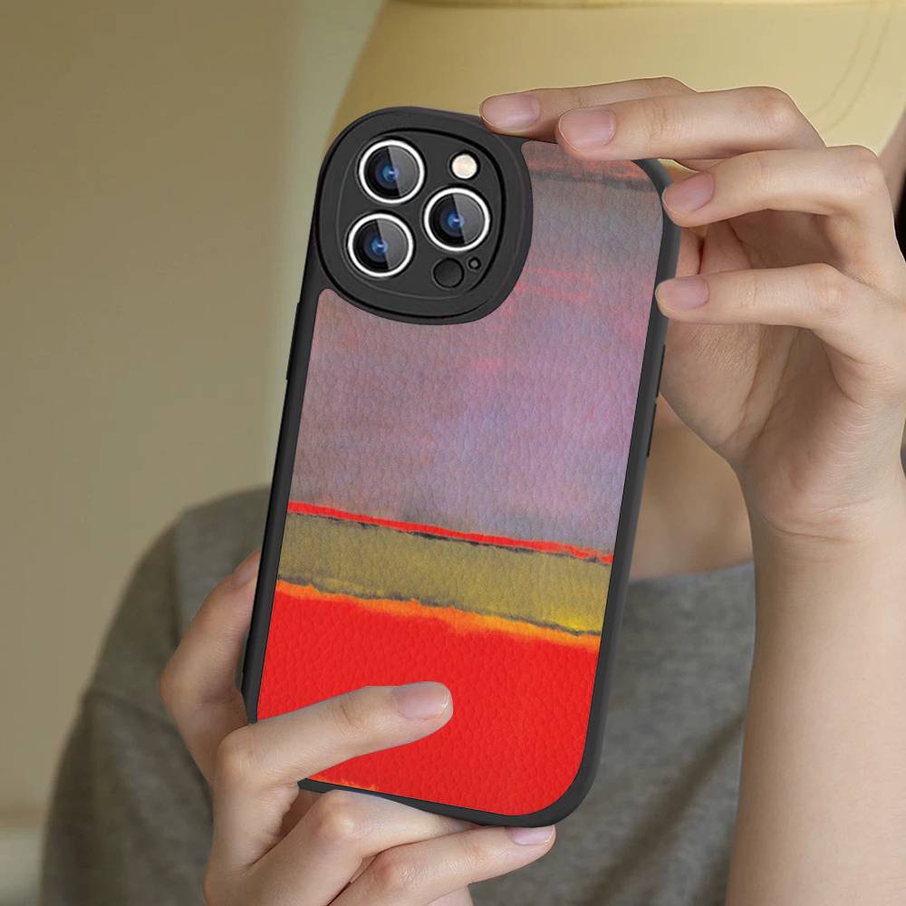 Abstrakte Kunst M-Mark R-Rothko Handyhülle Für IPhone 16 15 14 13 12 11 Pro Max Plus Stoßfeste Lederhülle