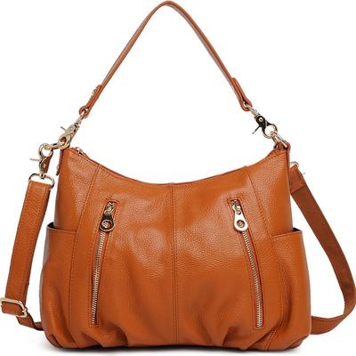 Women's Bag Carrying Fashion Genuine Leather Women's Bag Single Shoulder Crossbody Women's Bun Head Layer Cowhide