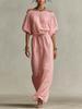 Amazon  European and American Cross-border Summer New Elegant Casual Solid Color Medium Sleeve One-word Collar Women's Dress