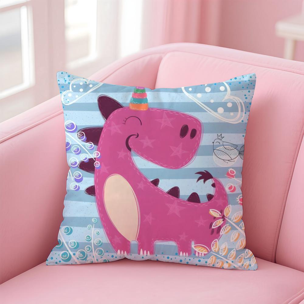 Cute C-Cartoon D-Dinosaur Cushion Cover Comfortable Reversible Pillow Cover Ideal for Car Sofa Bedroom & Beyond