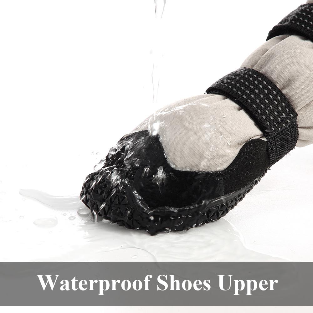 Warm Dog Snow Booties Thicken Fleece Lining Winter Dog Shoes Non-Slip Reflective Waterproof Ripstop Long Boots For Large Dogs