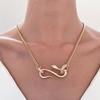 Abstract Curved Snake Pendant Necklace Shiny Stone Tube Curb Chain Minimalist Statement Neck Jewelry for Women Daily Party Wear