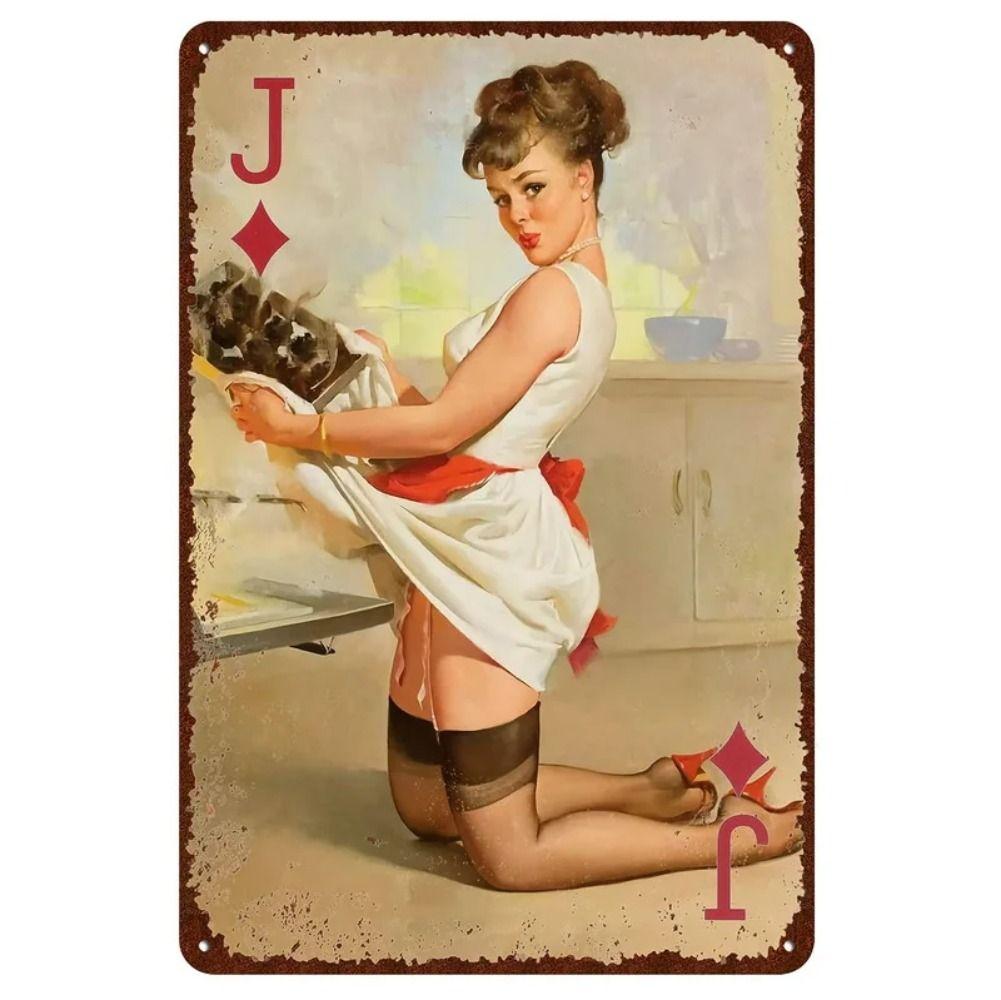 Pin-Up Girl Retro Metallwand Schild 30x20cm