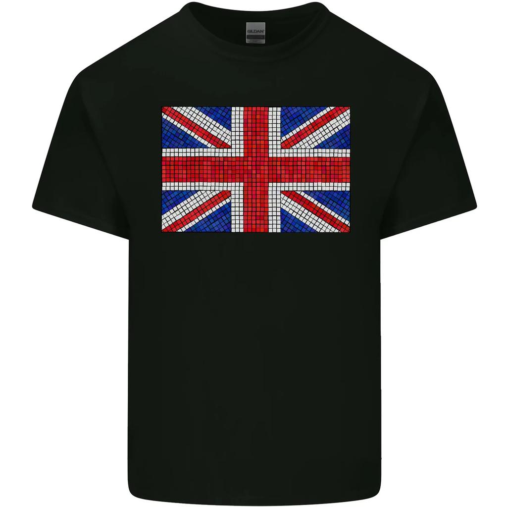 Mosaic Union Jack Flag Great Britain UK Kids T-Shirt Childrens