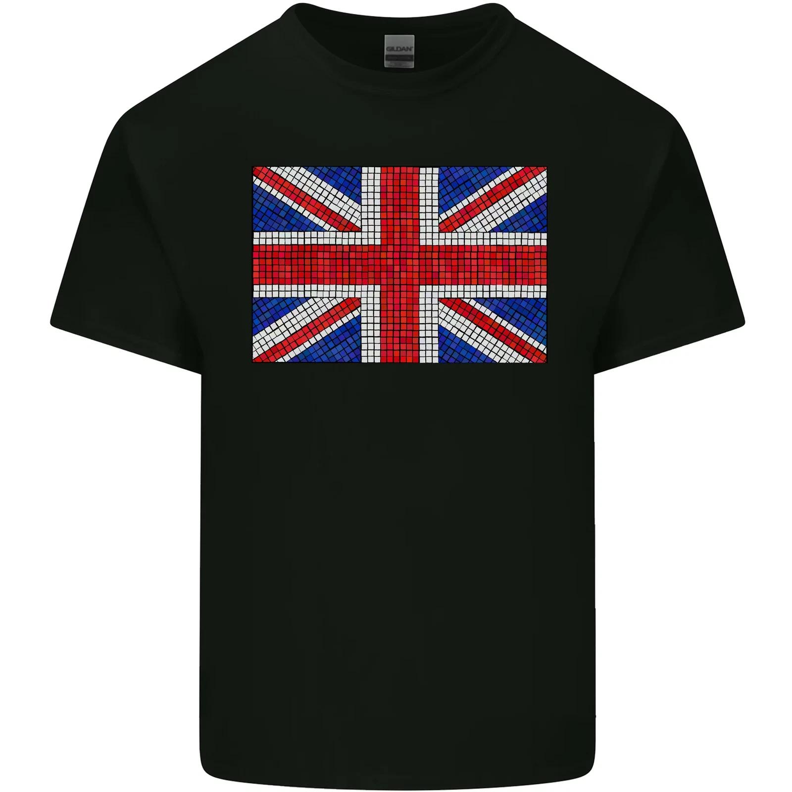 

Mosaic Union Jack Flag Great Britain UK Kids T-Shirt Childrens 4XL
