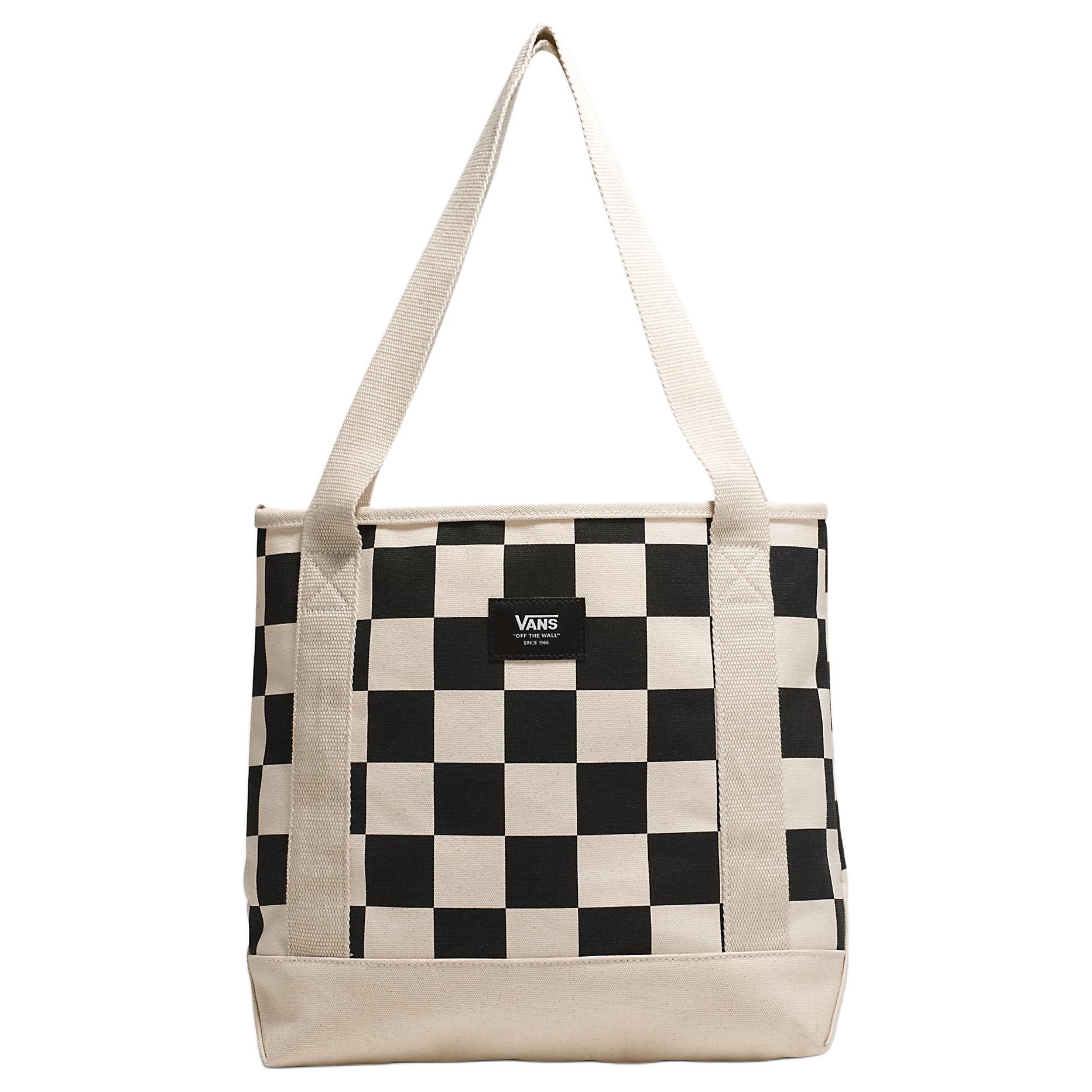 

Vans Fashionable Everyday Plaid Design Cotton Tote Bag Shopping Bag Shoulder Handbag Medium Unisex tote bags Black White VN000HRT3KS Black & White,Medium