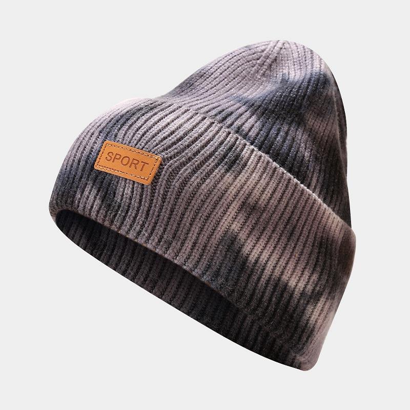 

Ebay тай-дай вязаная шапка осень и зима новая спортивная кожаная стандартная теплая шапка тренд M（56-58cm）