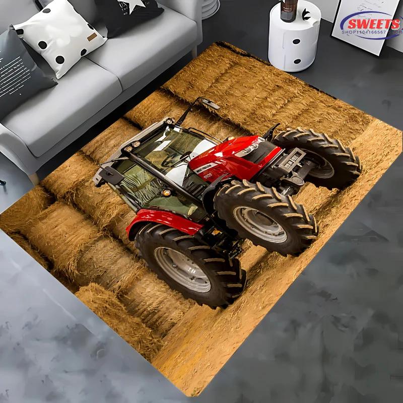 Large Machinery Tractor Series Pattern Large Carpet for Home Living Room Kids Bedroom,Sofa Doormat Floor Rug Anti-slip Decor Mat