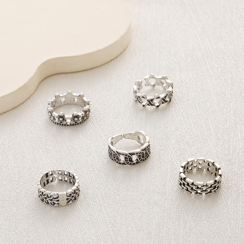 Promotional Foot Ring, Personalized Retro Flower Pentagram Hollow 5-Piece Set, Foot Ring And Foot Decoration.