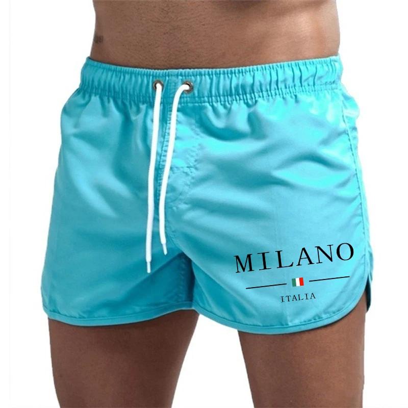 2025 Summer Men's Beach Shorts Urban Print Beach Trunks Jogging Casual Pants Quick Drying Swimming Homme Surf Lightweight Shorts