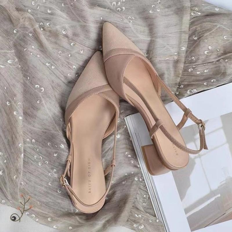 Fashion Square High Heels Slingback Sandals Women Slip On Mules Shoes Women Shallow Female Pumps for Office Lady Work Shoes
