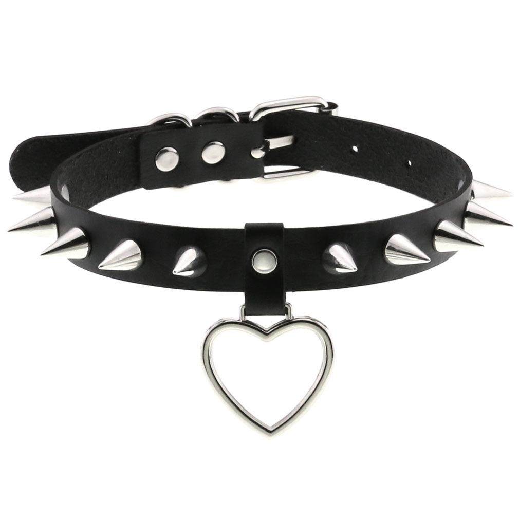 DIEZI Punk Black Lace Leather Choker Torques Necklace For Women Men Harajuku Gothic Sexy Cirle Heart Collar Necklace Jewelry