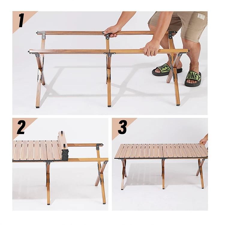 Tragbarer faltbarer Roll-up-Tisch aus Karbonstahl mit Stühlen für Camping im Freien, Gärten und Balkone