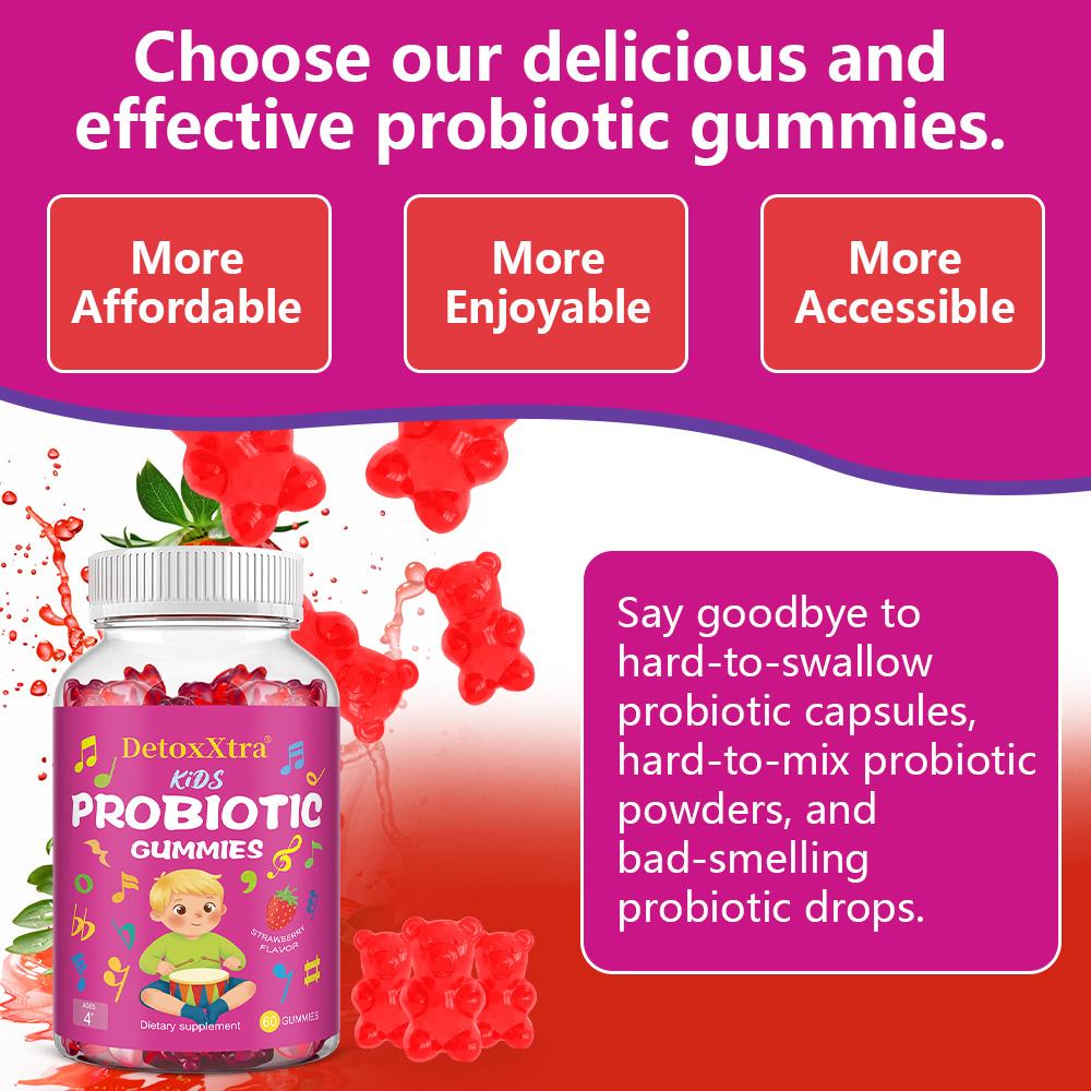 Kids Probiotic Gummies, 4 Billion CFU Probiotic Blend, Strawberry Flavor, 60 Count Dietary Supplement