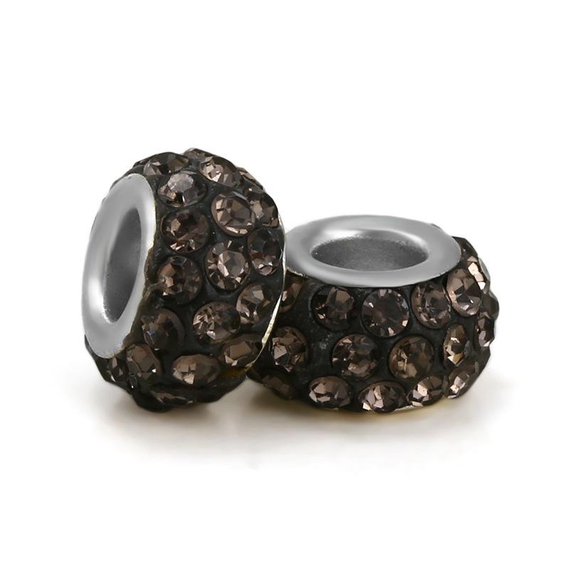 Silver Plated Macroporous Resin Glass Beads for Charms Bracelet Necklace Keychain Women Girls Jewelry Gifts