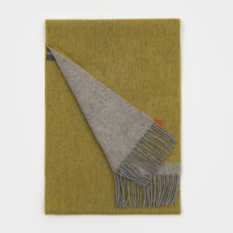 RECLOW 100% Wool Two-Tone Green Color Block Muffler