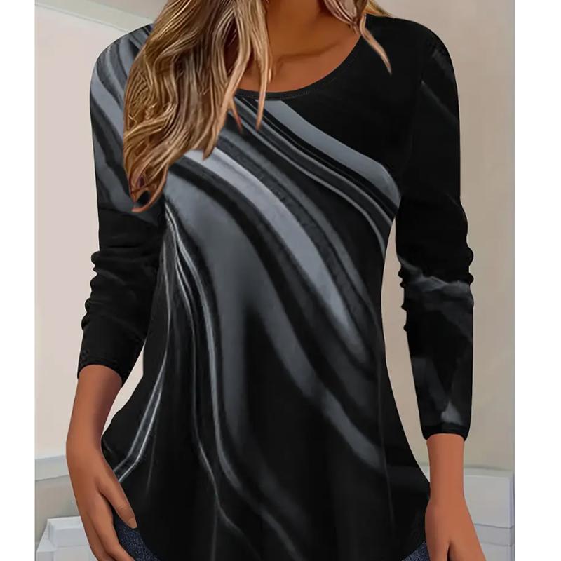 2025 Autumn & Winter Women's New Casual Crew Neck Long Sleeve Top 3D Retro Pattern