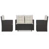 Vidaxl 4-Cz. Garden Lounge Set, Cushions, Black PE Rattan