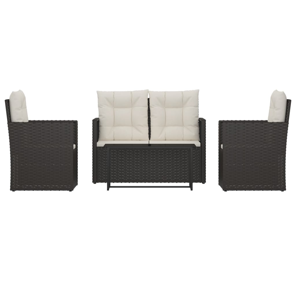 Vidaxl 4-Cz. Garden Lounge Set, Cushions, Black PE Rattan