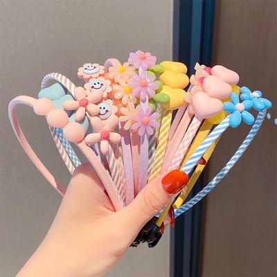 Neue Kinder Plastik Blume Dünne Haarbänder Liebe Gänseblümchen Cartoon Haarbänder Haarreifen für Mädchen Baby Kopfschmuck Haaraccessoires