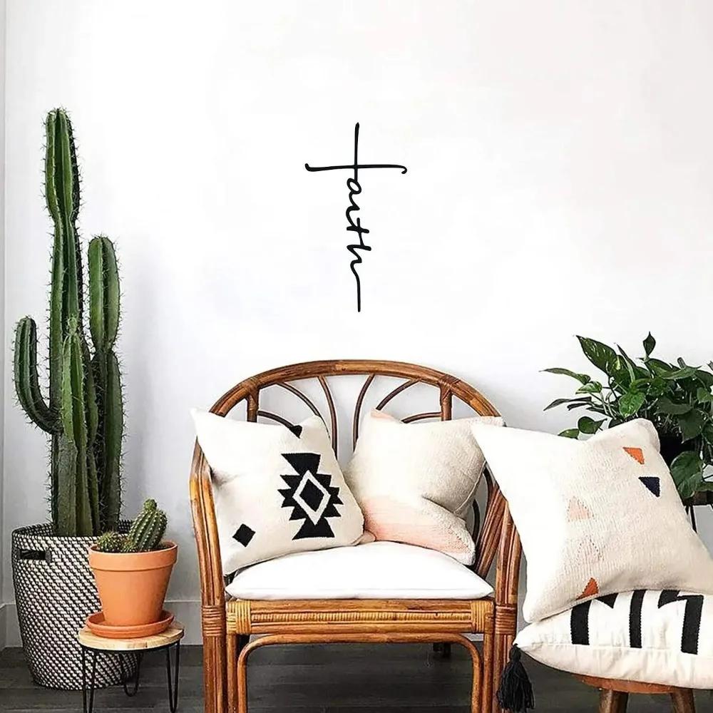 1 шт. Дизайн креста веры - стильное черное металлическое настенное искусство для спальни — фото 4