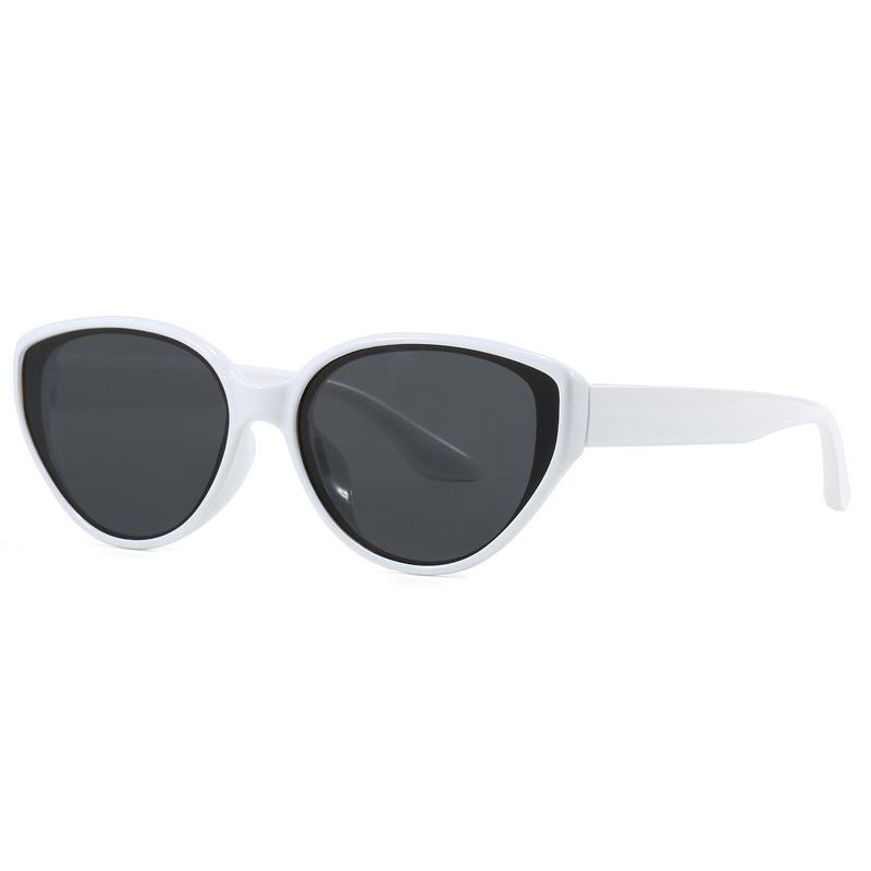 Fashion brown glasses retro cat eye sunglasses women's plain face whitening advanced sense UV protection sunglasses men