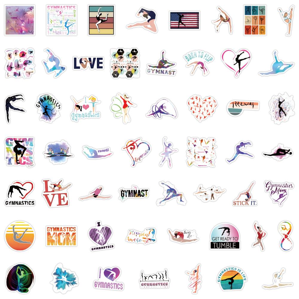 

55 New Gymnastics Cartoon Graffiti Stickers Decorate Notebook Suitcase Mobile Phone Case Stickers