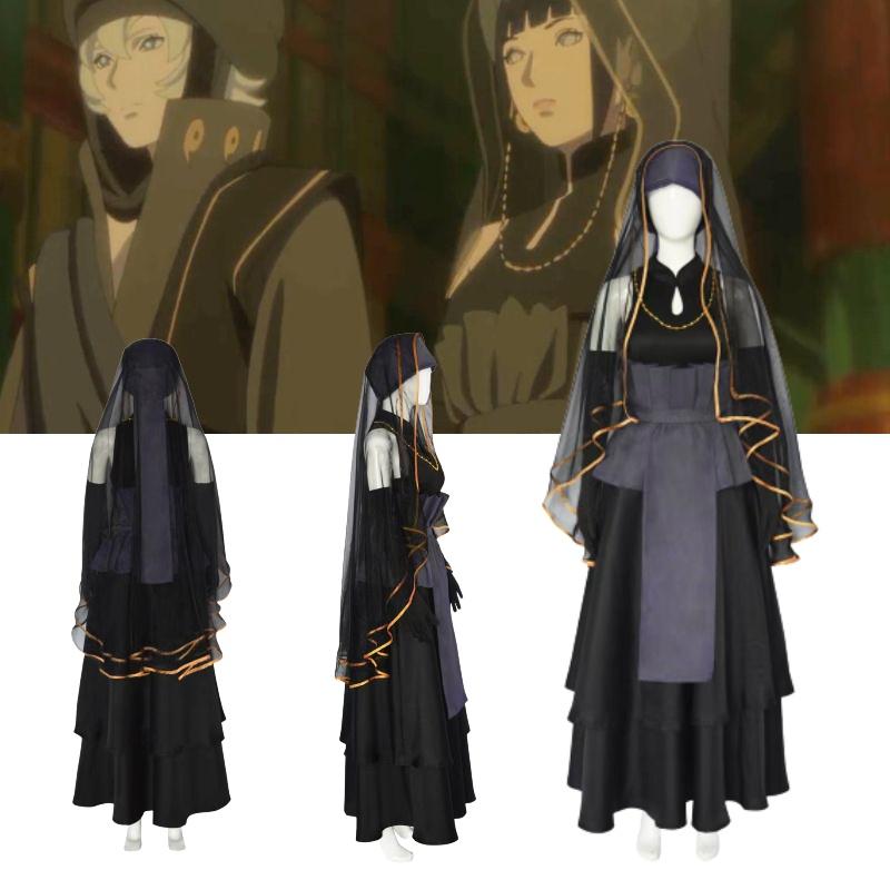 Hyuuga Anime Naruto Hinata Wedding Dress Set Veil Necklace Sleeve Cosplay Outfit