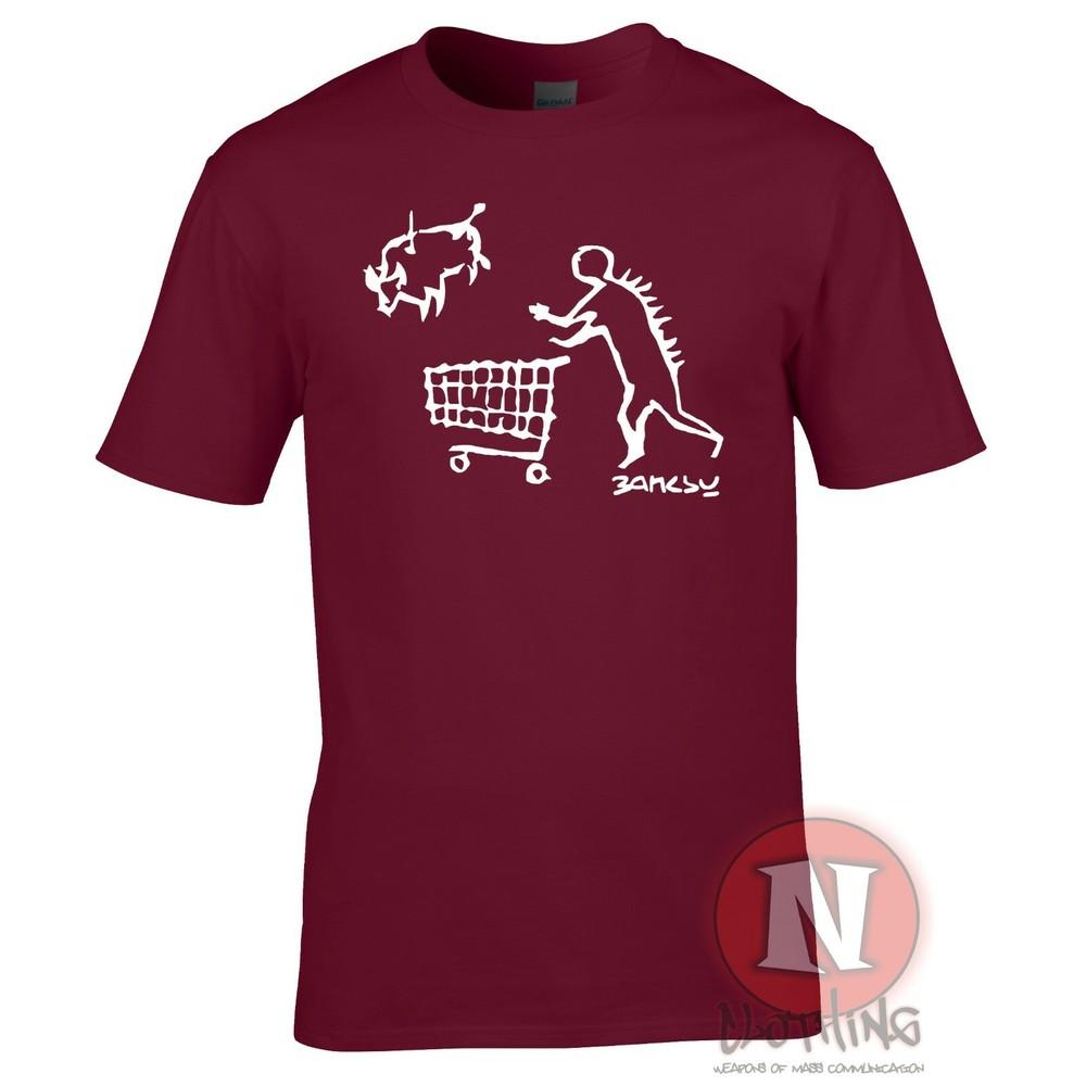 Banksy TShirt Caveunisex Goes Shopping Urban Art Graffiti Bristol Cool Teeshirt 2XL