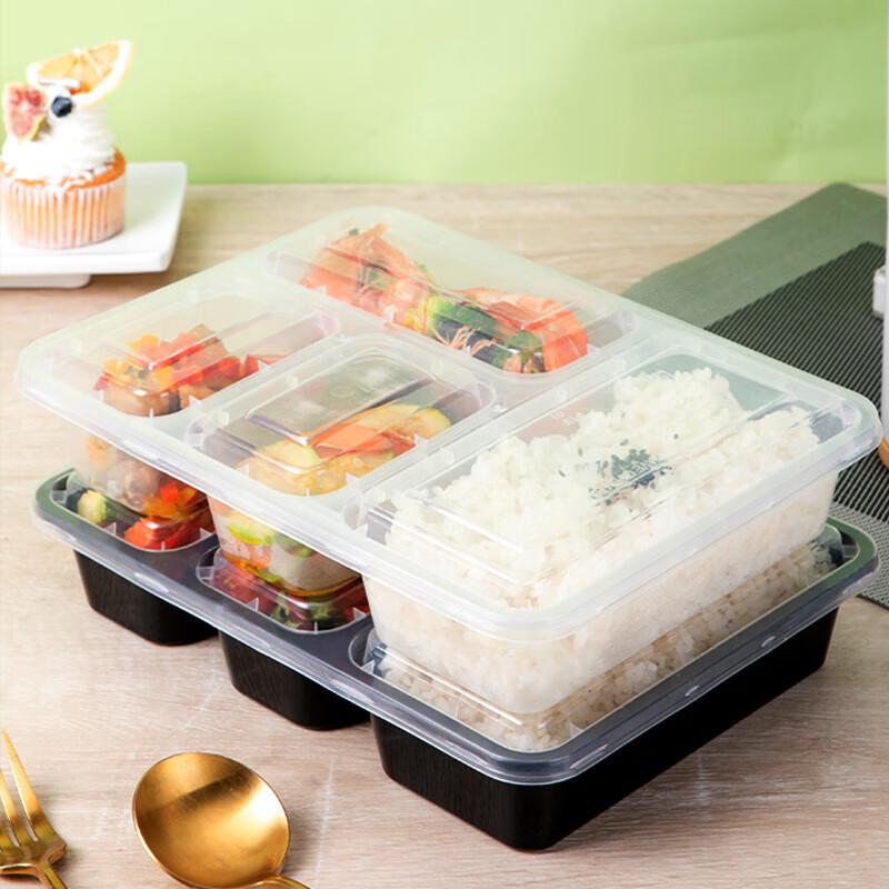 Einweg durchsichtige 4-Fächer Mahlzeitenvorbereitungsbehälter - 150 Sets