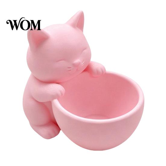 Cat Themed Planter 3D Printed Ornament, Shape Plant Pot, Office Desk Bay Window Pot Holder, Matte Frosted Surface Container for Home Decor Desktop