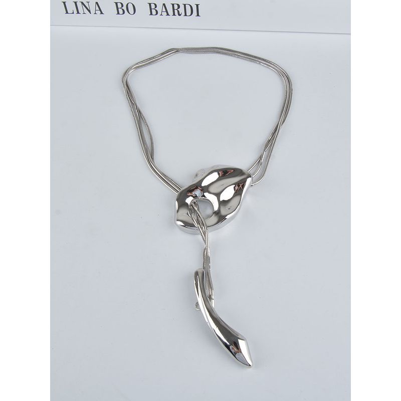 

2023 New Special-Interest Design Special-Shaped Multi-Chain Necklace Fashion Style OT Buckle Niche Personality Clavicle Chain Accessories Women Silver High-End Necklace