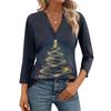 Women's Casual Fashionable Sexy Comfortable V-Neck Christmas Three-Quarter Sleeve Top