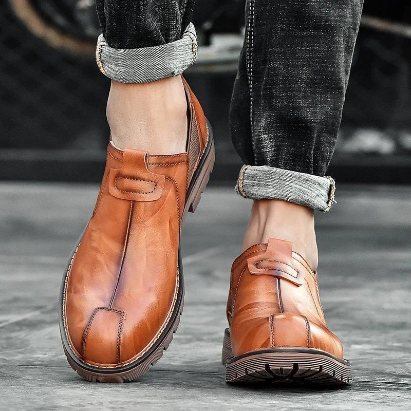 New Arrival Retro Bullock Design Men Classic Business Formal Shoes Pointed Toe leather shoes Men Oxford Dress Shoes 2025 new