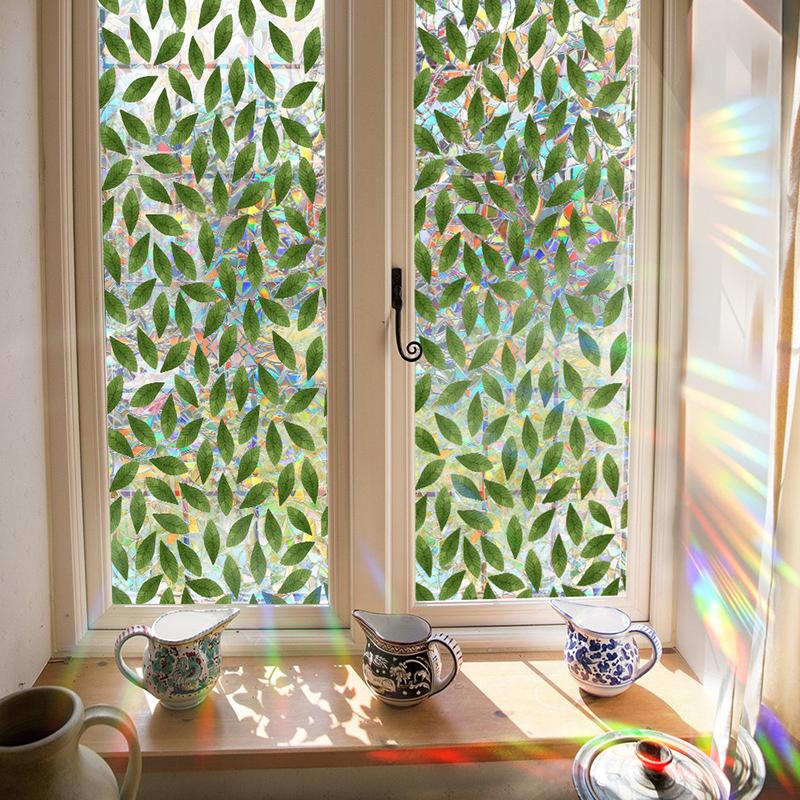 Colorful Rainbow Bird Pattern Prismatic Window Film Reusable No-Adhesive Static Cling Rainbow Sun Catcher Decal For Home Decor