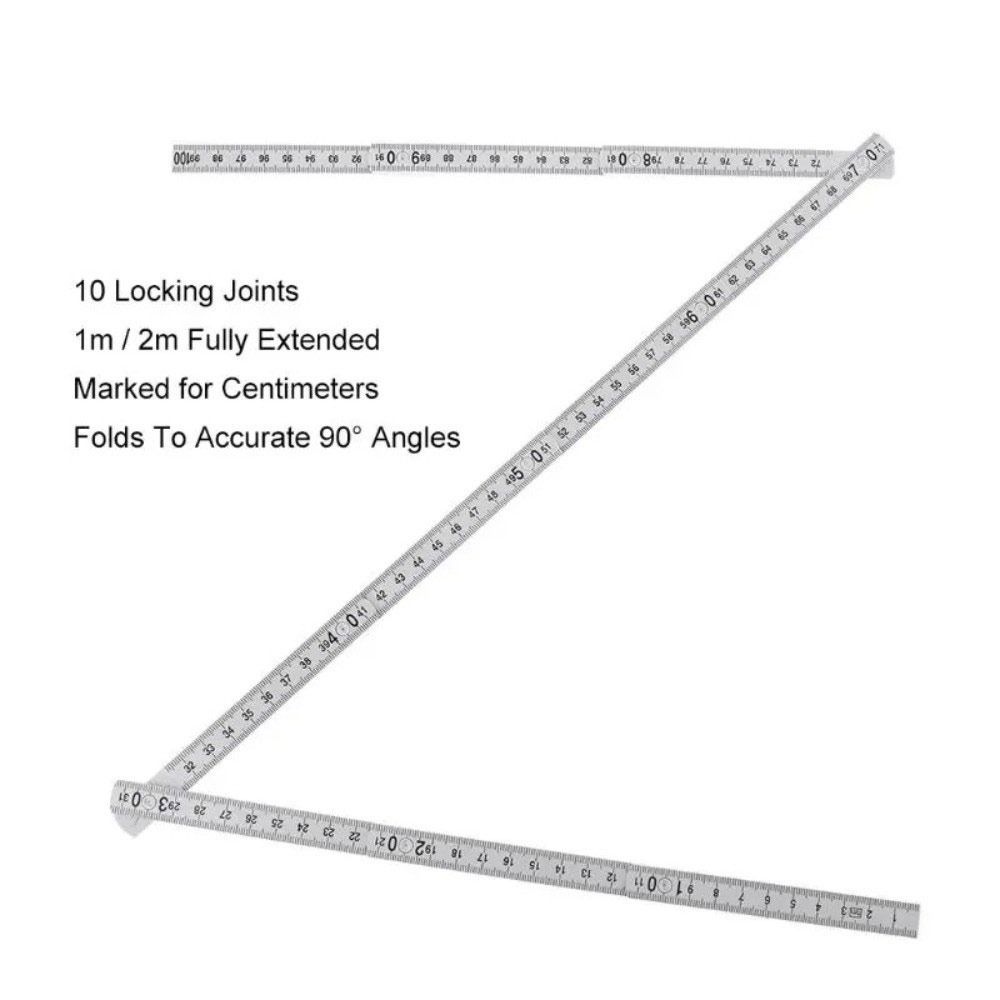 Lightweight Wooden Folding Ruler 2M Extended Plastic Ruler 1M Metric Scale Measuring Stick Drawing Tools