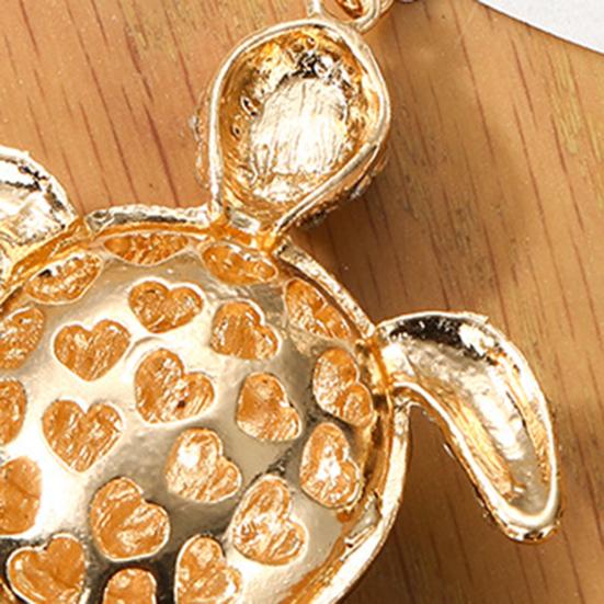 Keychain Pendant Sparkling Rhinestones Inlaid Three-Dimensional Turtle Charm Key Chain Lightweight Car Bag Charm