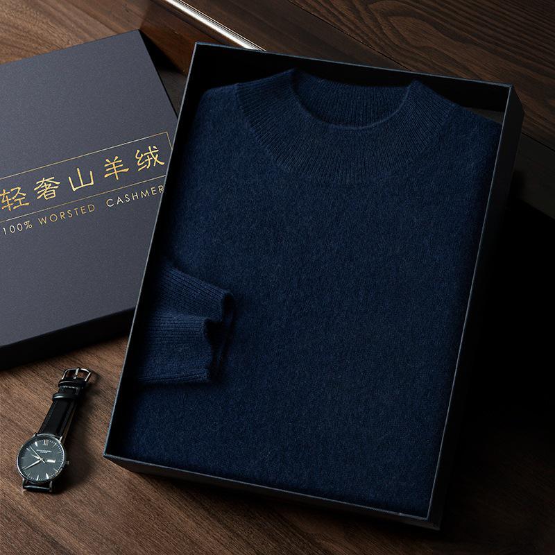 Seamless Men's Cashmere Half-Neck Sweater for Autumn/Winter - Versatile Knitwear