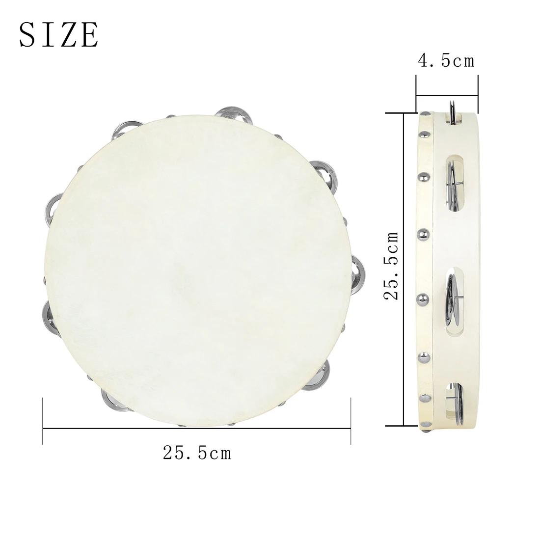 

IRIN 10 Inch Professional Tambourine Sheepskin Hand Drums Music Drums for Christian Dance Orff Percussion Instrument Tambourine